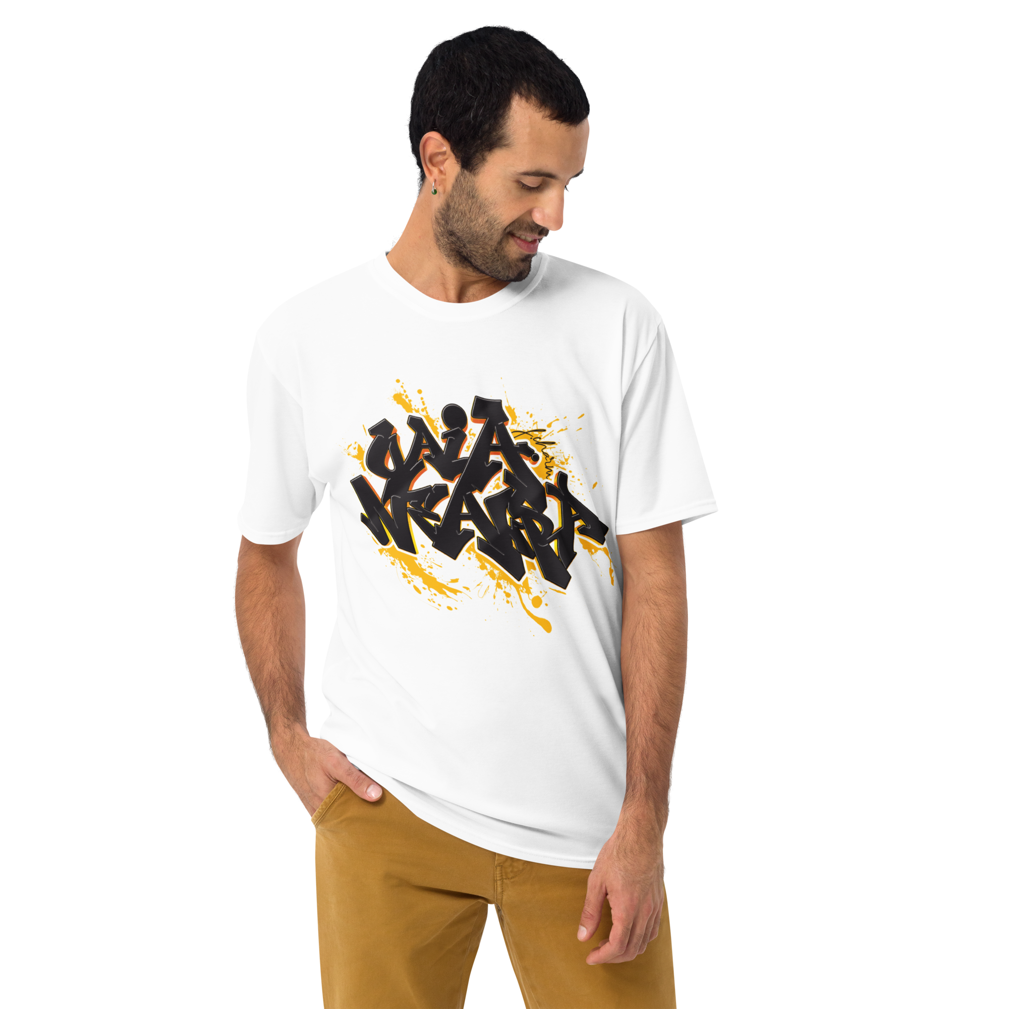 Tricou Alb - Graffiti Yellow